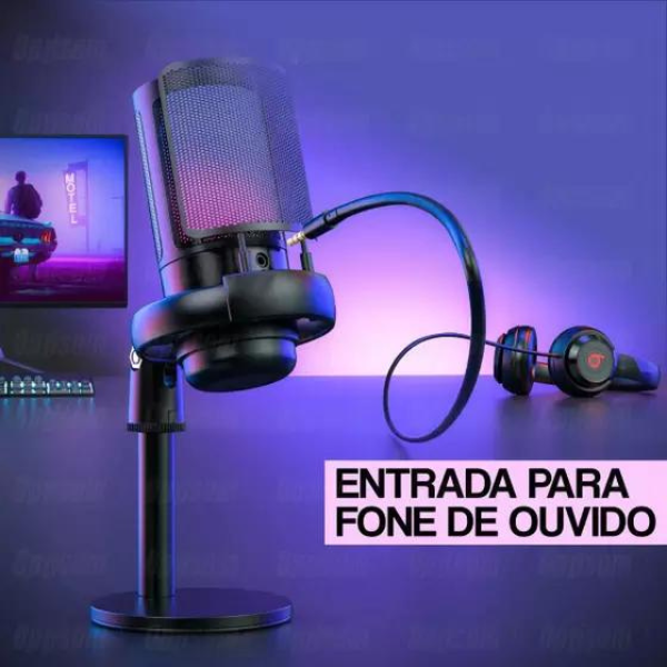 Microfone Gamer Rgb Usb Para Pc Mt1060r (PRETO) - Imagem 3