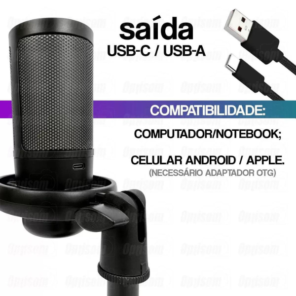 Microfone Gamer Rgb Usb Para Pc Mt1060r (PRETO) - Imagem 4