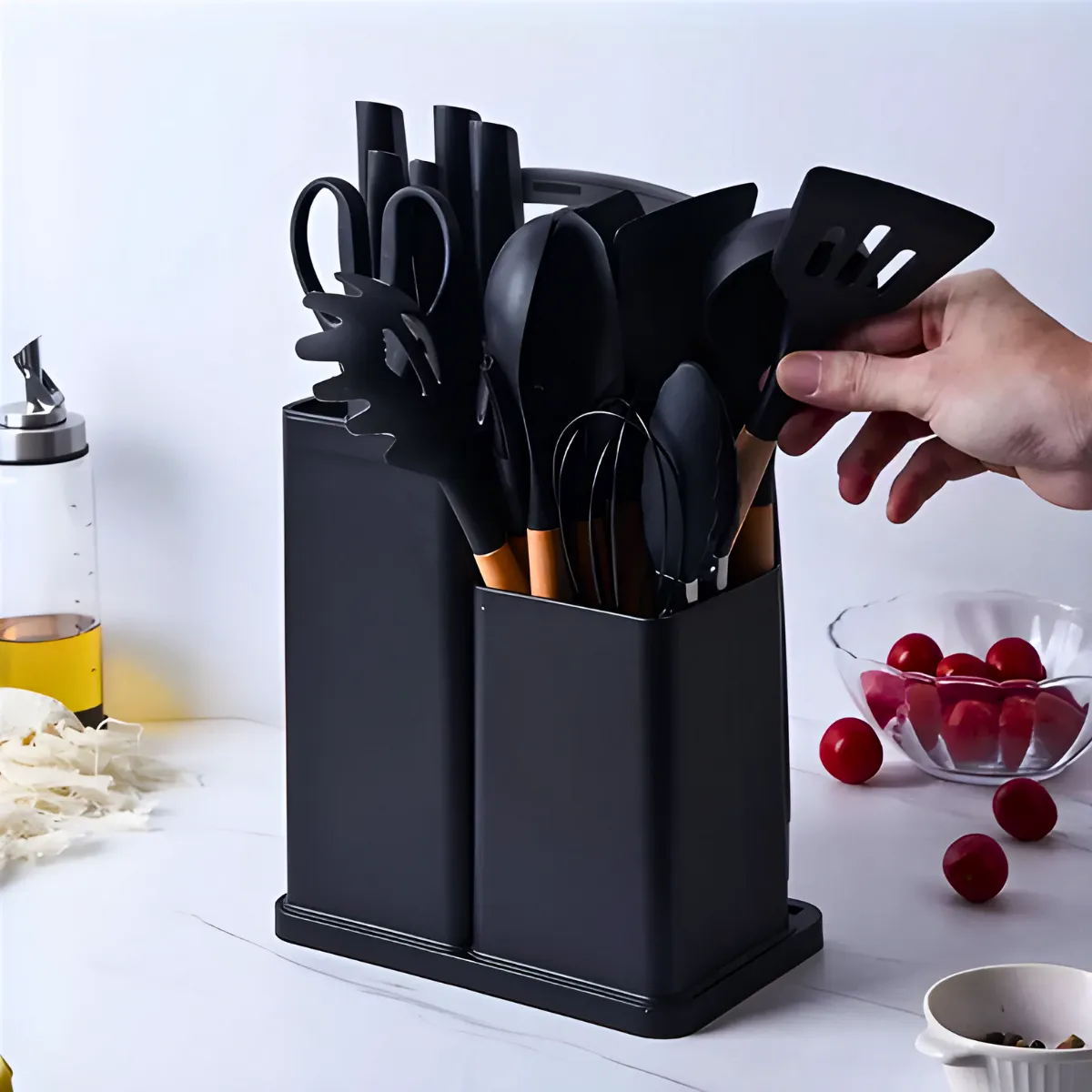 Kit Utensílios de Cozinha Jogo Completo 19 Peças Preto - Imagem 2