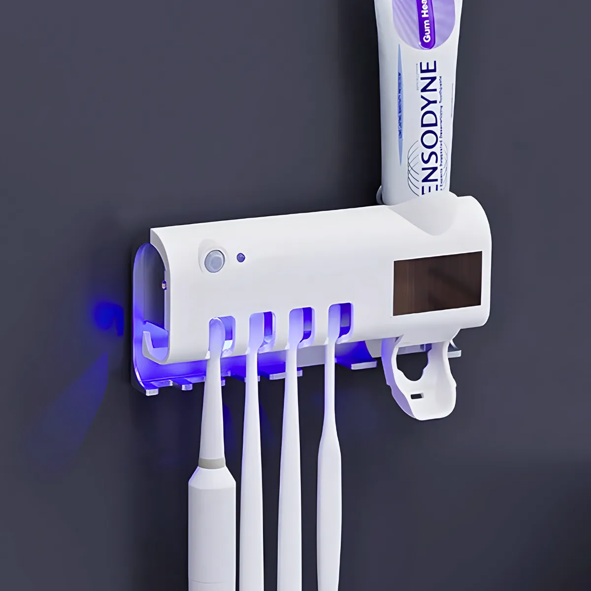 Suporte Dipenser Com Esterilizador UV Porta Escova e Pasta d - Imagem 2