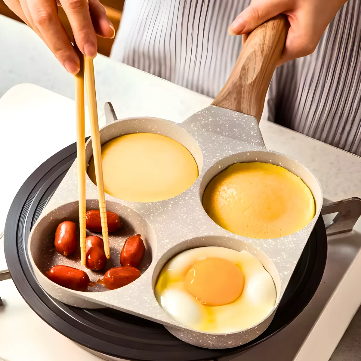Panela Antiaderente Frigideira 4 Em 1 Para Panquecas Ovos e - Imagem 4