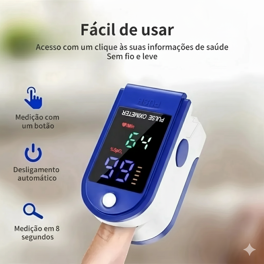 Oxímetro Digital de Dedo Medidor De Saturação De Oxigênio - Imagem 3