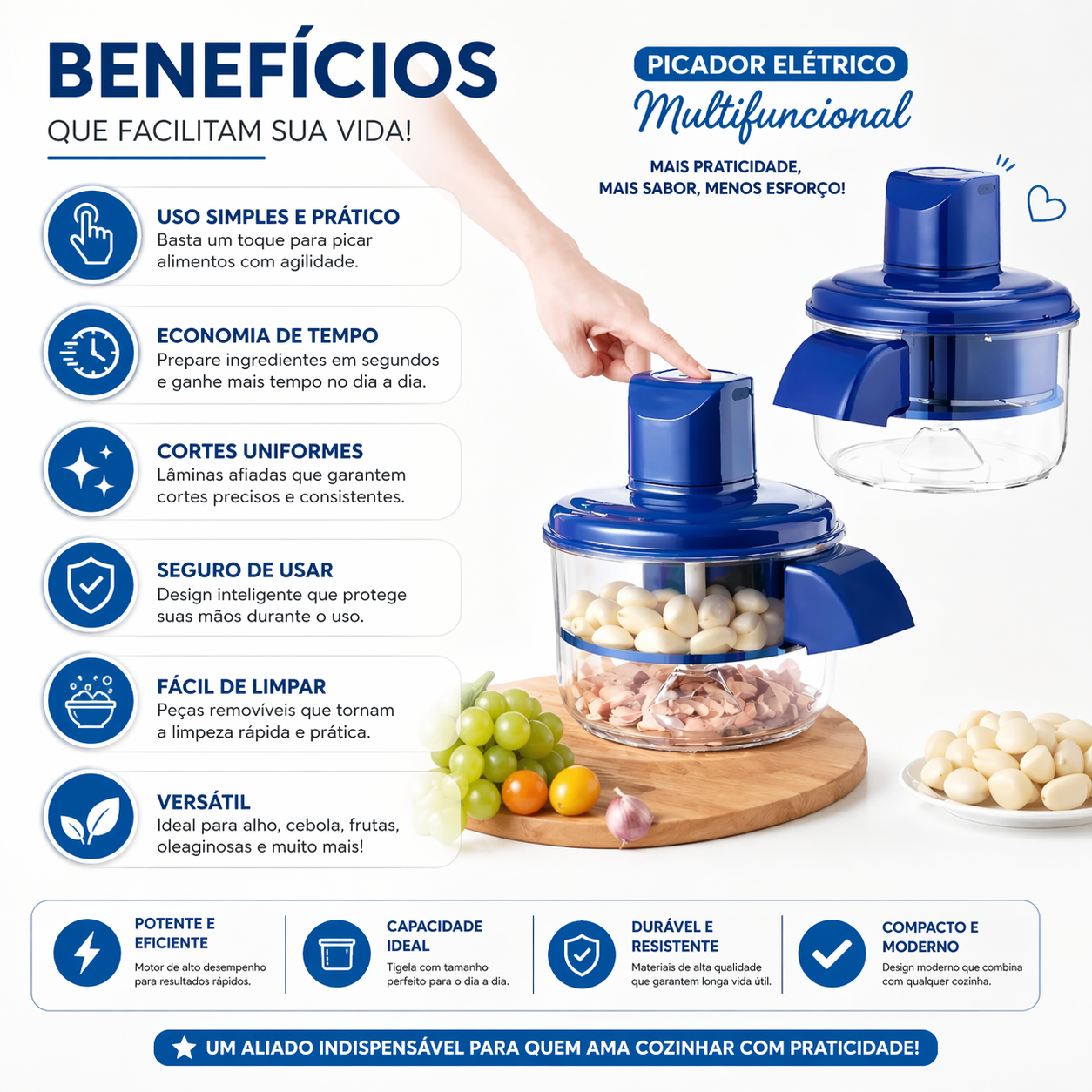 Descascador Elétrico Multifuncional para Cozinha (Azul) - Imagem 2