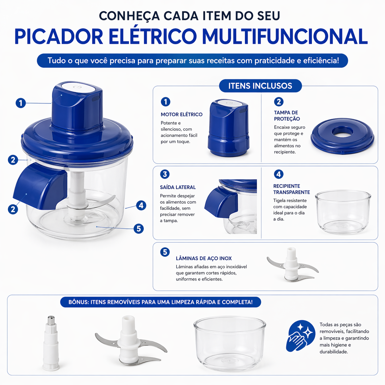 Descascador Elétrico Multifuncional para Cozinha (Azul) - Imagem 3
